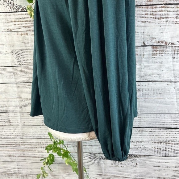 Ann Taylor Blouse Top sz Extra Small Teal Jersey Smocking Prairie Modest Stretch - Picture 11 of 14